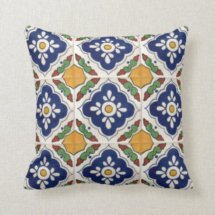 Mexican Talavera Tile double-sided throw pillows