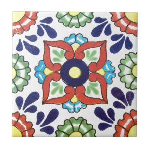 Mexican Talavera tile (red, green, yellow, blue)