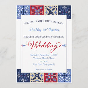 Mexican Talavera Tile Wedding Invitation