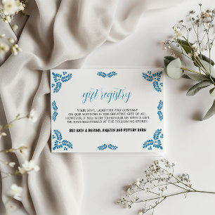 Mexican Talavera Turquoise Minimalist Wedding Enclosure Card