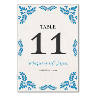 Mexican Talavera Turquoise Minimalist Wedding Table Number