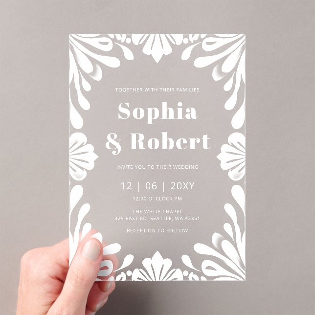 Mexican Talavera Wedding  Acrylic Invitations (Insitu (Handheld))