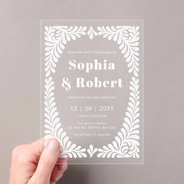 Mexican Talavera Wedding  Acrylic Invitations (Insitu (Handheld))