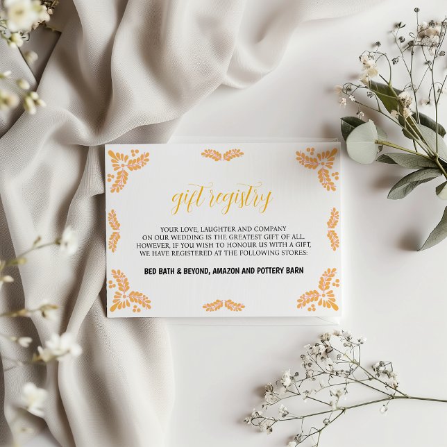 Mexican Talavera Yellow Floral Minimalist Wedding Enclosure Card (Mexican Talavera Yellow Floral Minimalist Wedding Enclosure Card)