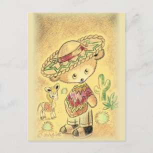 Mexican Teddy Bear In Sombrero Postcard