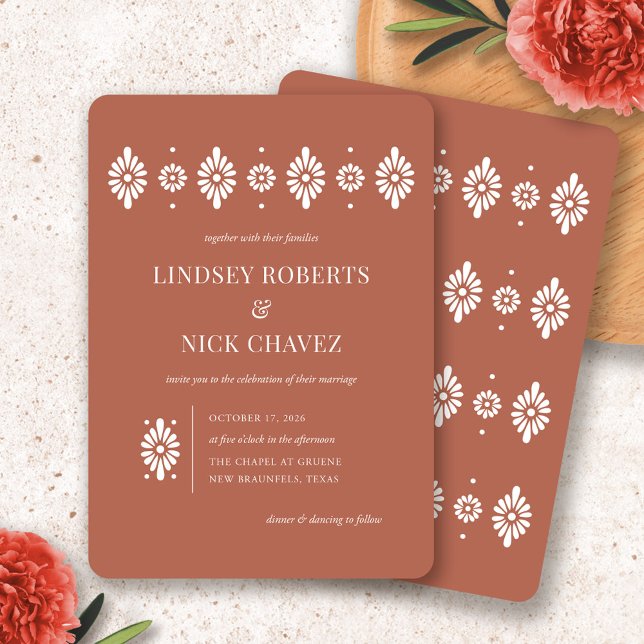Mexican Terra Cotta Wedding Invitation (Mexican Terra Cotta Wedding Invitation by Fiesta Valley Print)