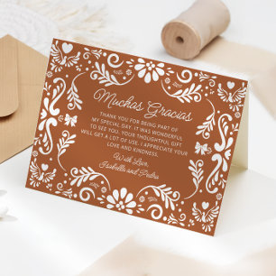 Mexican Terracotta Baby Shower Thank You Card