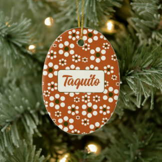 Mexican terracotta floral flowers ceramic ornament