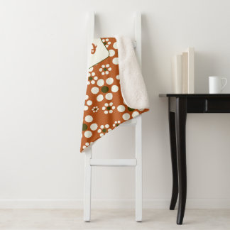 Mexican terracotta floral flowers sherpa blanket