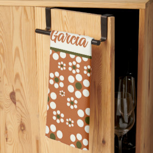 Mexican terracotta floral flowers tea towel