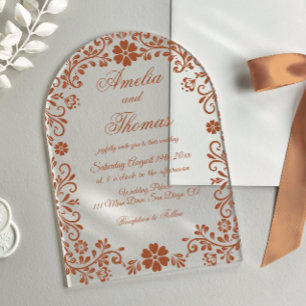 Mexican Terracotta Talavera Wedding Acrylic Invitations