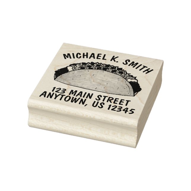 Mexican Tex Mex Corn Taco Personalised Address Rubber Stamp (Stamp)