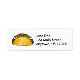 Mexican Tex Mex Cuisine Food Hard Shell Corn Taco Return Address Label