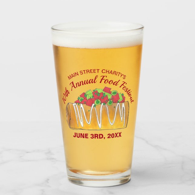 Mexican Tex Mex Food Festival Chimichanga Glass (Front Filled)