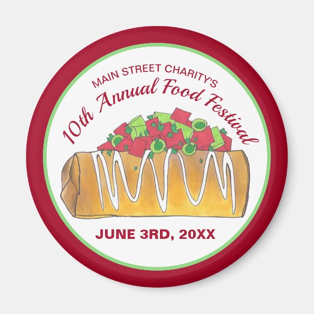 Mexican Tex Mex Food Festival Chimichanga Magnet (Front)