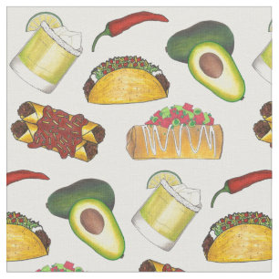 Mexican Tex Mex Food Taco Enchilada Chimichanga Fabric