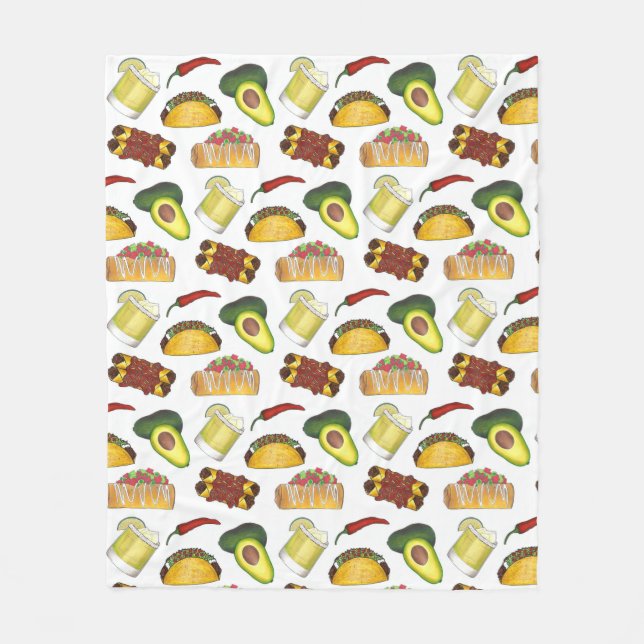 Mexican Tex Mex Food Taco Enchilada Chimichanga Fleece Blanket (Front)