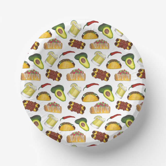 Mexican Tex Mex Food Taco Enchilada Chimichanga Paper Plate (Front)