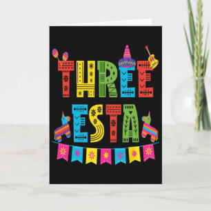 Mexican Theme 3rd Birthday 3 Year Old Kids Three E Card