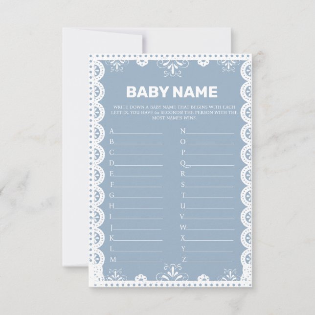 Mexican Theme Baby Name suggestions game card (Front)