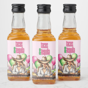 Mexican Theme Tacos Tequila Party Liquor Bottle Label