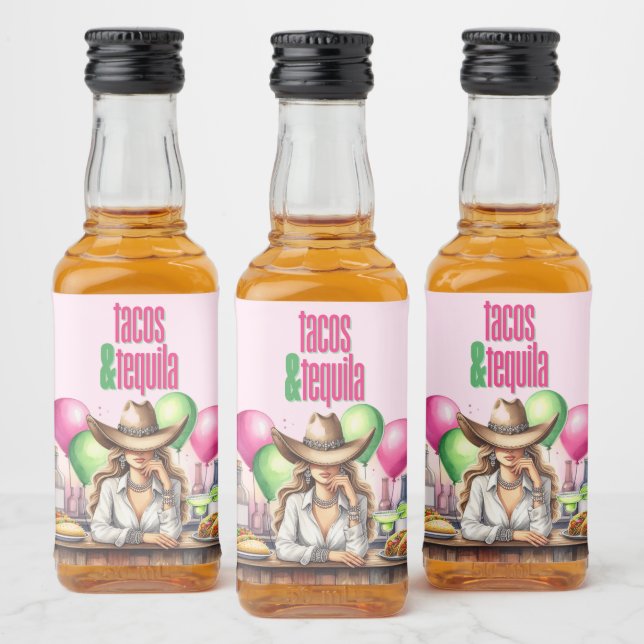 Mexican Theme Tacos Tequila Party Liquor Bottle Label (Bottles)