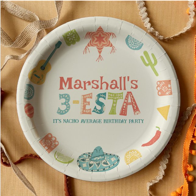 Mexican Themed 3-Esta Third Birthday Paper Plate (Creator Uploaded)