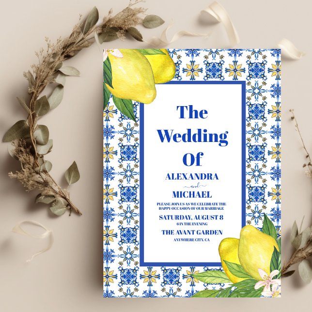 Mexican Tile Floral Wedding Invitation (Creator Uploaded)