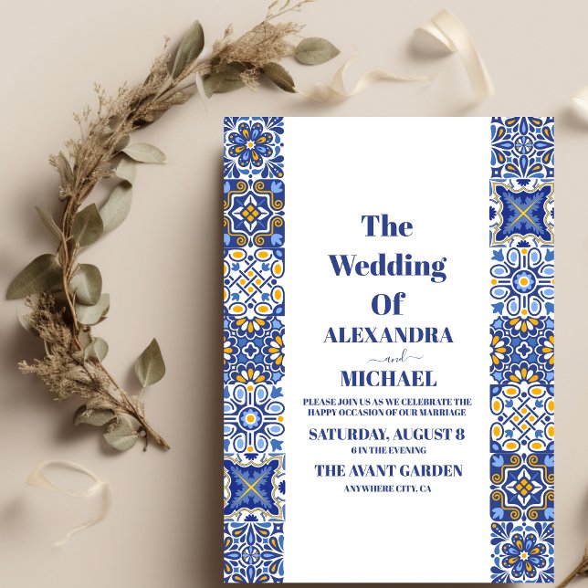 Mexican Tile Floral Wedding Invitation (Creator Uploaded)