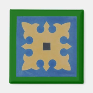Mexican Tile Greeen Blue Tan Magnet