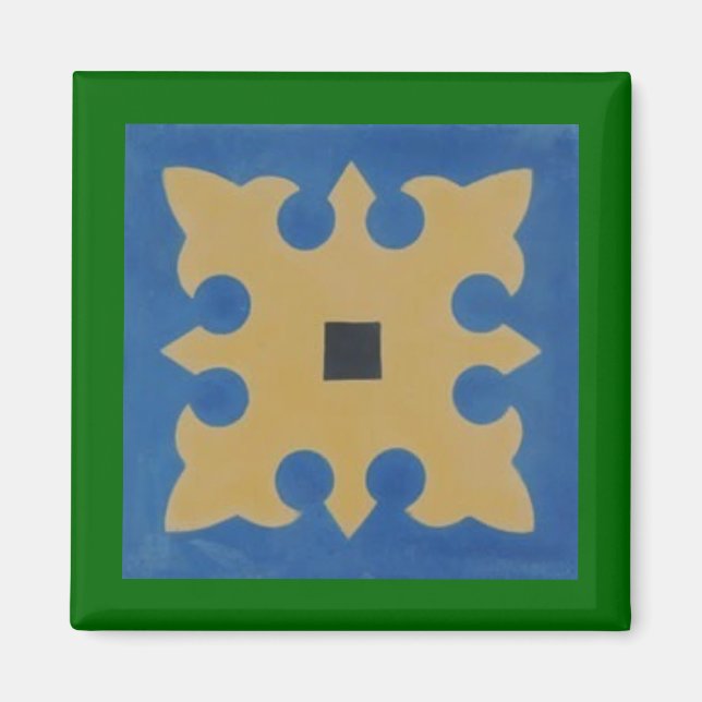 Mexican Tile Greeen Blue Tan Magnet (Front)