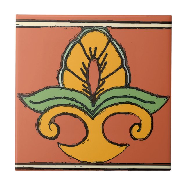 Mexican Tile  Style Country Fleur De Lis (Front)