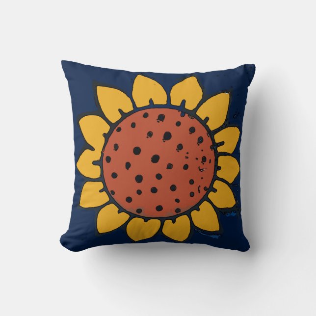 Mexican Tile Sunflower Blue Cushion (Front)