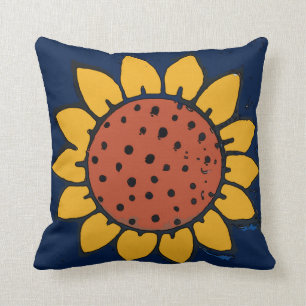 Mexican Tile Sunflower Blue Cushion