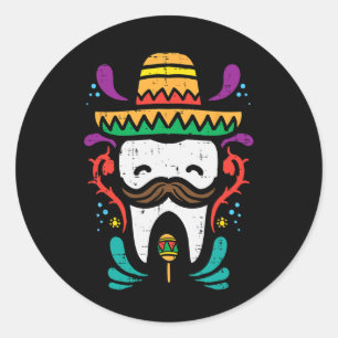 Mexican Tooth Funny Cinco De Mayo Dentist Dental I Classic Round Sticker