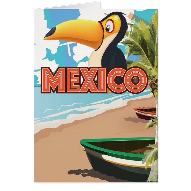 Mexican Toucan Beach Travel Poster. (Front)