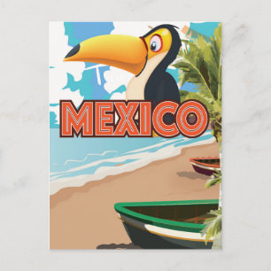 Mexican Toucan Beach Travel Poster. Postcard