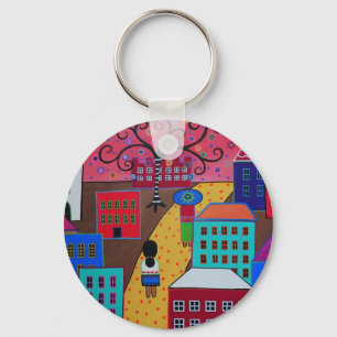 Mexican Town by Prisarts Key Ring