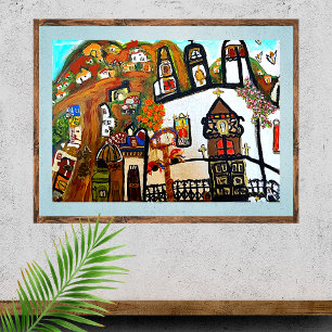 Mexican Town White Church Traditions Poster