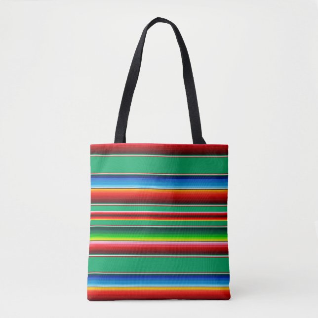 Mexican Traditional Colorful Zarape Tote Bag (Front)