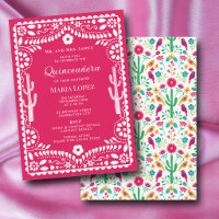 Mexican Traditional Floral Fiesta Pink Quinceañera