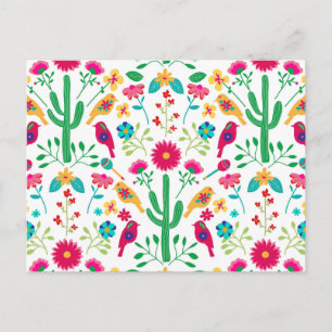 Mexican Traditional Floral Folk Art Bright Colours Holiday Postcard