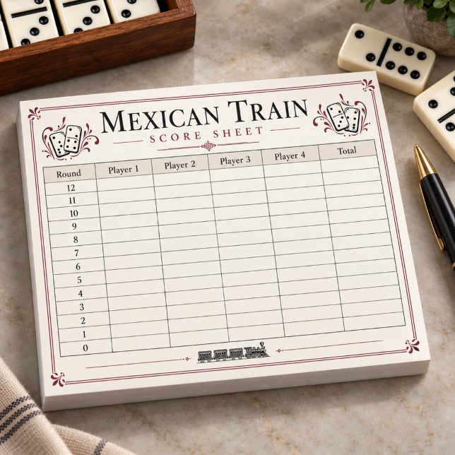 Mexican Train Score Sheet Notepad (Mexican Train Score Sheet Notepad
)