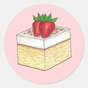 Mexican Tres Leches Cake Dessert Strawberries Classic Round Sticker