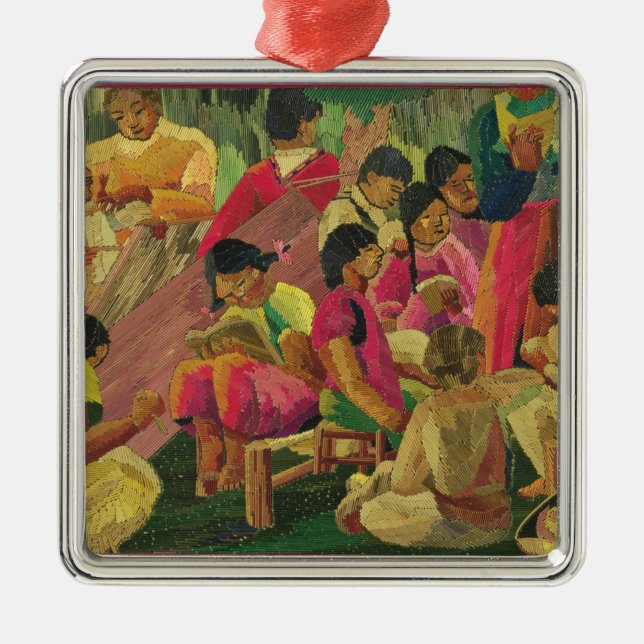 Mexican village scene metal tree decoration (Front)