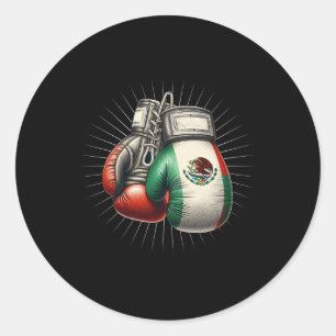 Mexican Vintage Style Boxing Flag Mexico Boxing Gl Classic Round Sticker