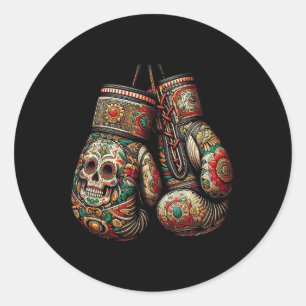 Mexican Vintage Style Boxing Gloves Aztec Mayan Fi Classic Round Sticker