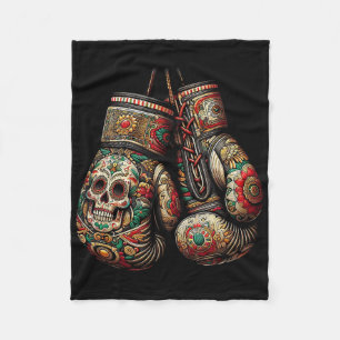 Mexican Vintage Style Boxing Gloves Aztec Mayan Fi Fleece Blanket
