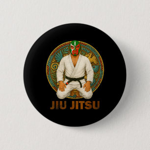 Mexican Vintage Style Jiu Jitsu Lucha Libre Mask 6 Cm Round Badge