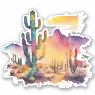 Mexican watercolor desert sunset